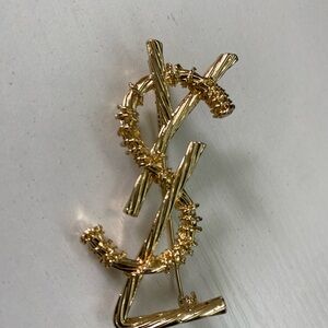 Yves Saint Laurent Gold Textured Brooch